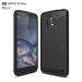 CARBOBRUSH-MOTOE4PLUS - Coque souple Moto-E4-Plus antichoc coloris noir aspect carbone