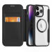 DUXSKINX-IP15PMAXNOIR - Etui antichoc iPhone 15 Pro Max noir fin avec rabat latéral aimant invisible dos transparent MagSafe