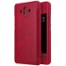 NILLKINQINMATE10ROUGE - Etui Mate 10 de Nillkin Qin avec rabat latéral à fenêtre rouge