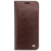 QIALINO-WALLETIPXMARRON - Housse Etui iPhone X en magnifique cuir marron lisse rabat latéral
