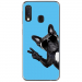 TPU0A20ECHIENVBLEU - Coque souple pour Samsung Galaxy A20e avec impression Motifs chien à lunettes sur fond bleu