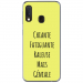 TPU0A20EGENIALEJAUNE - Coque souple pour Samsung Galaxy A20e avec impression Motifs Chiante mais Géniale jaune