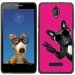 TPU1FOVACHIENVFUSHIA - Coque Souple en gel noir pour Orange Fova avec impression Motifs chien à lunettes sur fond fushia