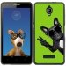TPU1FOVACHIENVVERT - Coque Souple en gel noir pour Orange Fova avec impression Motifs chien à lunettes sur fond vert