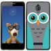 TPU1FOVACHOUETTE1 - Coque Souple en gel noir pour Orange Fova avec impression Motifs chouette bleue et grise
