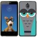 TPU1FOVACHOUETTE2 - Coque Souple en gel noir pour Orange Fova avec impression Motifs chouette endormie bleue et grise