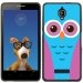 TPU1FOVACHOUETTE3 - Coque Souple en gel noir pour Orange Fova avec impression Motifs chouette rose et bleue