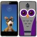 TPU1FOVACHOUETTE5 - Coque Souple en gel noir pour Orange Fova avec impression Motifs chouette mauve et grise