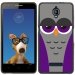 TPU1FOVACHOUETTE6 - Coque Souple en gel noir pour Orange Fova avec impression Motifs chouette endormie mauve et grise