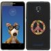 TPU1FOVAPEACELOVE - Coque Souple en gel noir pour Orange Fova avec impression Motifs Peace and Love fleuri