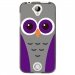 TPU1M330CHOUETTE5 - Coque souple pour Acer Liquid M330 avec impression Motifs chouette mauve et grise