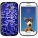 TPU1S7390ARABESQUEBLEU - Coque Souple en gel noir pour Galaxy Trend Lite avec impression Motifs arabesque bleu