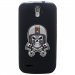TPU1SFRTRAIL4SKULLCASQUE - Coque souple pour SFR StarTrail 4 avec impression Motifs tête de mort avec un casque de moto