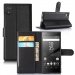 WALLETGRAIN-XPXA1NOIR - Etui rabat Sony Xperia XA1 portefeuille aspect cuir noir fonction stand