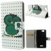 WALLETRAINBCHOUETVERT - Etui type portefeuille chouette verte pour Wiko Rainbow avec rabat latéral articulé fonction stand