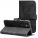 WALLTENDER-A17NOIR - Etui type portefeuille Galaxy A17 noir apect nubuck avec rabat latéral fonction stand