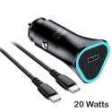 BLUEST-CAC20WUSBC - Puissant chargeur voiture PowerDelivery Fast-Charge et câble USB-C de 20W