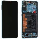 FACE-P30BLEU - Ecran origine Huawei P30 bleu aurora Vitre + Ecran LCD + chassis avec batterie