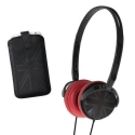 PACKCAPSUKN - Casque So-London noir avec coussinets rouges et motif UK noir