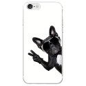 TPU0IPHONE7CHIENVBLANC - Coque souple pour Apple iPhone 7 avec impression Motifs chien à lunettes sur fond blanc