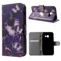 WALLETPAPIVIOLET-A32017 - Etui Galaxy A3-2017 rabat latéral logements cartes papillons fond violet